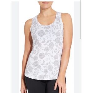 CALIA by Carrie Underwood Womens Floral Racerback Tank Top White Grey XL